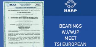 HARP railway bearings are certified according to the European TSI standards