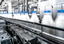 NSK Silver-Lube® bearings withstand wash-down fluids on bottling line conveyor